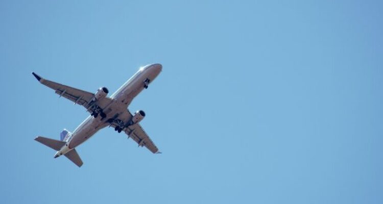 airplane in the blue sky